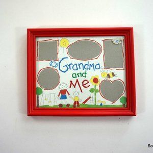 Grandma and Me Collage Picture Frame Abbey Press 11" x9.5" Red Kid Vintage 1997